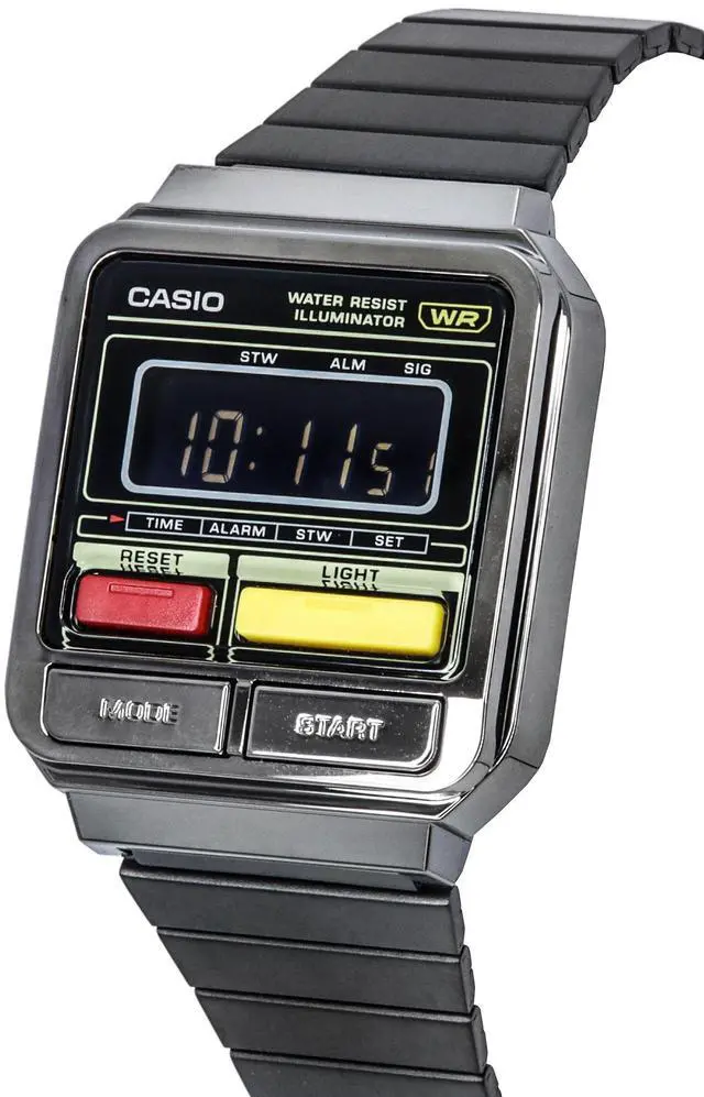 Alt view image 7 of 7 - Casio Vintage Digital Stainless Steel Bracelet Quartz A120WEGG-1B Unisex Watch