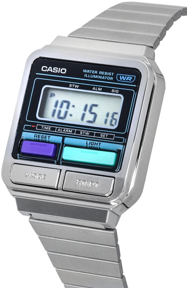 Alt view image 3 of 4 - Casio Vintage Digital Illuminator Alarm Light Calendar A120WE-1A Unisex Watch