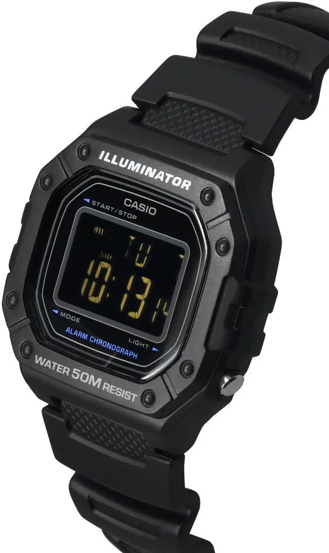 Alt view image 3 of 4 - Casio Illuminator Alarm Backlight Calendar Black Quartz W-218H-1B 50M Mens Watch
