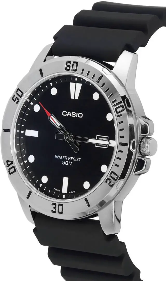 Alt view image 3 of 4 - Casio Black Resin Strap Black Dial Luminous Hands Quartz MTP-VD01-1E Mens Watch