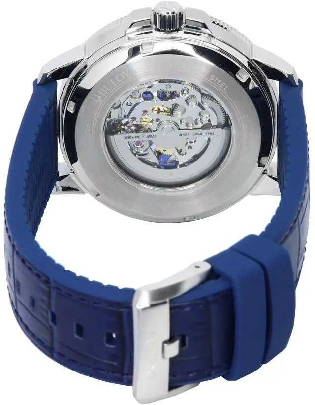 Alt view image 4 of 7 - Bulova Marine Star Diamond Accents Black Dial Date Quartz 98D176 100M Mens Watch