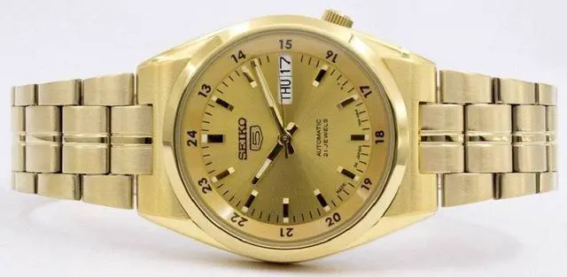 Alt view image 5 of 7 - Seiko 5 Automatic 21 Jewels Japan Made Gold Tone Dial SNK574J1 30M Mens Watch