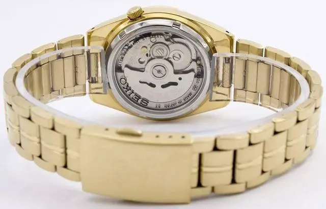 Alt view image 7 of 7 - Seiko 5 Automatic 21 Jewels Japan Made Gold Tone Dial SNK574J1 30M Mens Watch