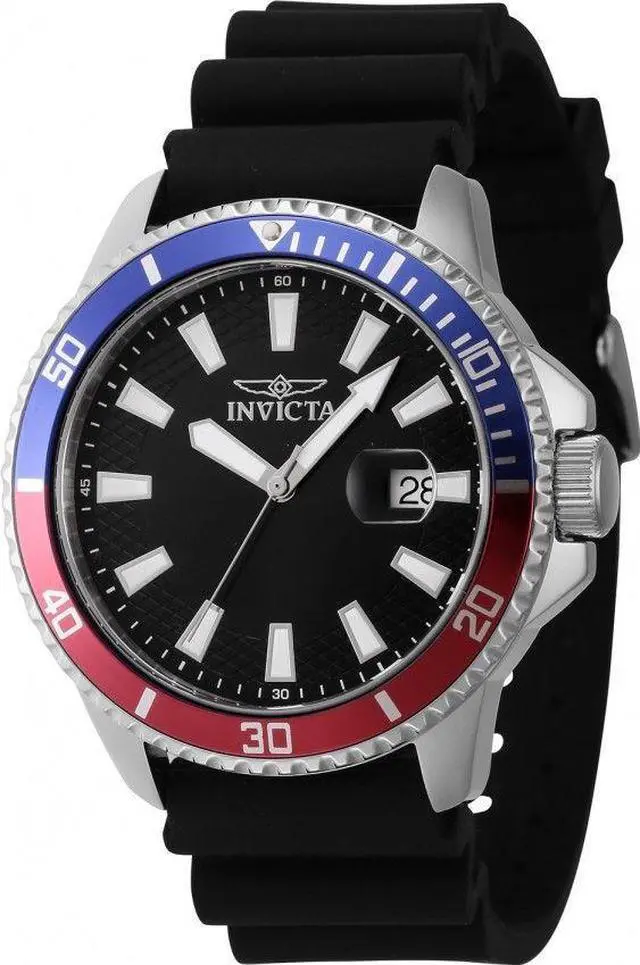 Main image of Invicta Pro Diver Silicone Strap Black Dial Magnifier On Date 46131 Mens Watch