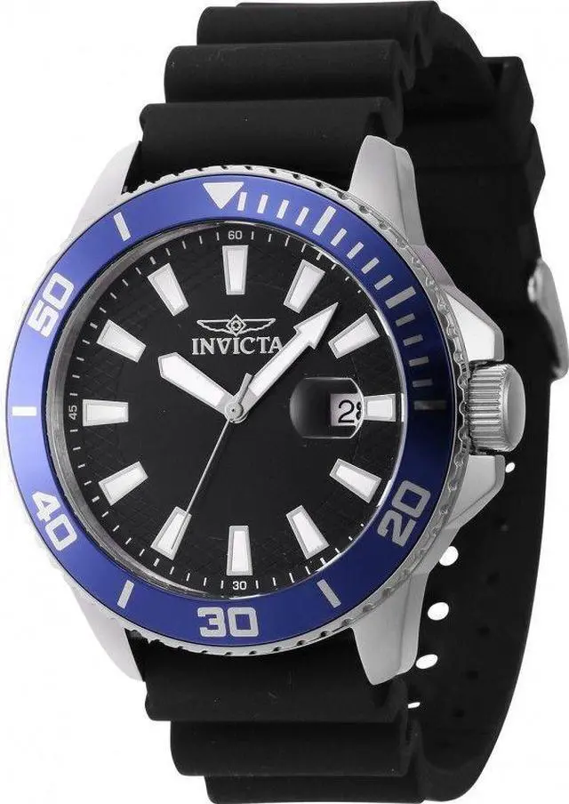 Main image of Invicta Pro Diver Silicone Strap Black Dial Magnifier On Date 46089 Mens Watch