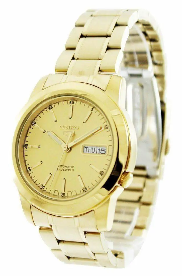 Main image of Seiko 5 21 Jewels Gold Tone Luminous Hands Markers SNKE56K1 Automatic Mens Watch