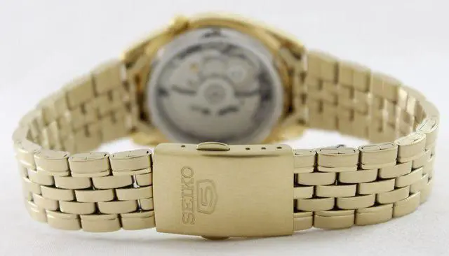 Alt view image 6 of 7 - Seiko 5 Automatic 21 Jewels SNK366K1 Stainless Steel Gold Tone Dial Mens Watch
