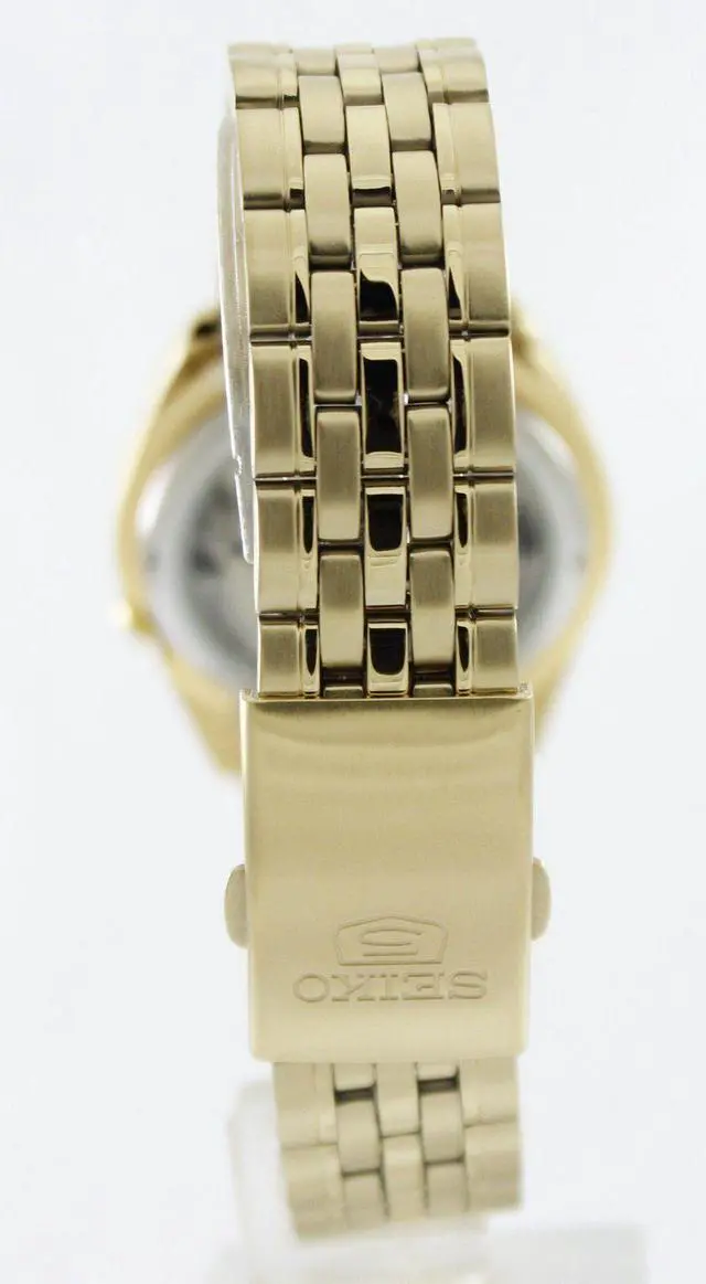Alt view image 4 of 7 - Seiko 5 Automatic 21 Jewels SNK366K1 Stainless Steel Gold Tone Dial Mens Watch