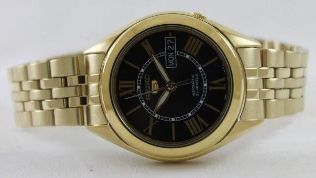 Alt view image 5 of 7 - Seiko 5 Automatic 21 Jewels Black Dial Roman Numerals SNKL40K1 30M Mens Watch