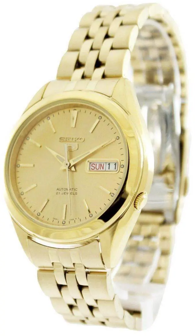 Main image of Seiko 5 Automatic 21 Jewels Gold Tone Dial Stainless Steel SNKL28K1 Mens Watch