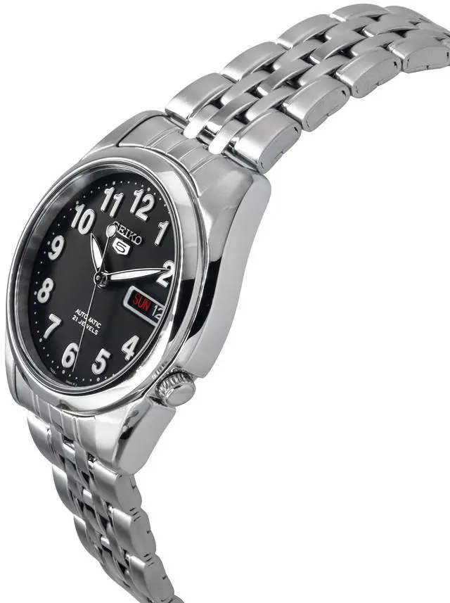Alt view image 3 of 4 - Seiko 5 Automatic 21 Jewel Black Dial Day/Date Analog SNK381K1 30M Mens Watch