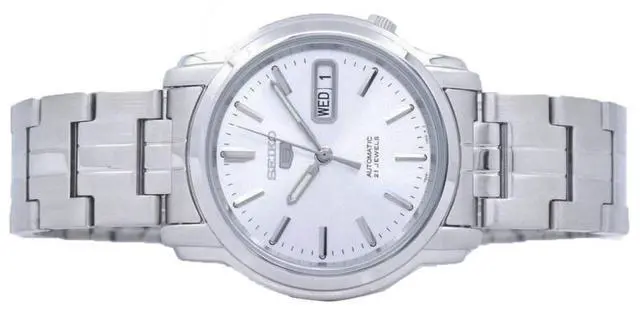 Alt view image 5 of 7 - Seiko 5 Automatic 21 Jewels Stainless Steel Silver Dial SNKK65K1 30M Mens Watch