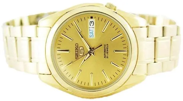Alt view image 4 of 6 - Seiko 5 Automatic 21 Jewels SNKL48K1 Gold Plated Stainless Steel 30M Mens Watch