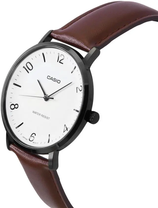 Alt view image 2 of 3 - Casio Standard Analog Leather Strap White Dial Quartz MTP-VT03BL-7B Men's Watch