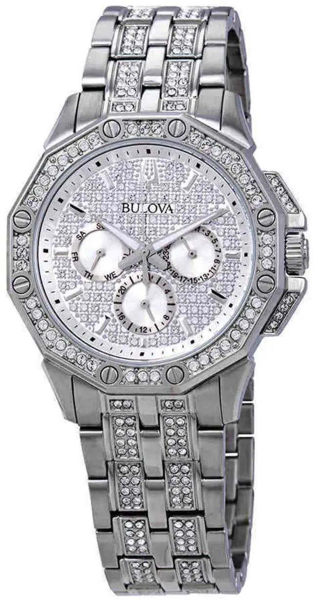 Alt view image 7 of 9 - Bulova Mens Crystal Multifunction Stainless Steel Quartz Watch 96C134