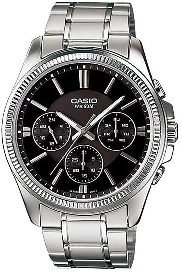 Main image of Casio Enticer Analog Stainless Steel Black Dial Quartz MTP-1375D-1AV Men's Watch