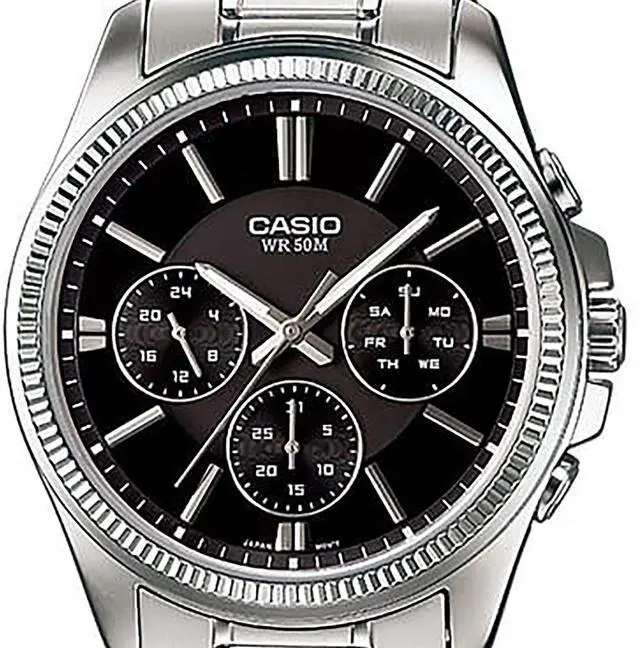 Alt view image 2 of 3 - Casio Enticer Analog Stainless Steel Black Dial Quartz MTP-1375D-1AV Men's Watch