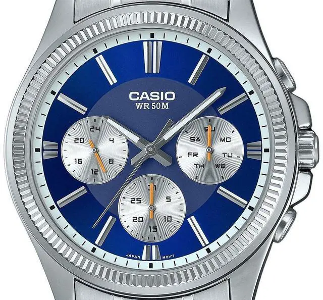 Alt view image 2 of 3 - Casio Enticer Analog Stainless Steel Blue Dial Quartz MTP-1375D-2A1 Men's Watch