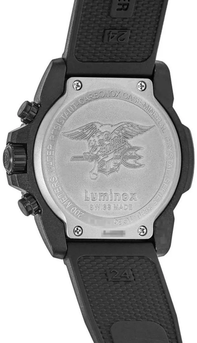 Alt view image 8 of 8 - Men's Luminox Navy SEAL Blackout Chronograph Diver's 45mm Watch 3581.BO