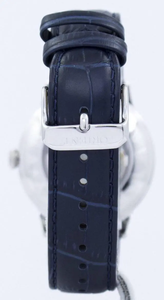 Alt view image 7 of 10 - Men's Orient Classic Elegant Automatic Skeleton Blue Dial Watch RA-AG0005L10B