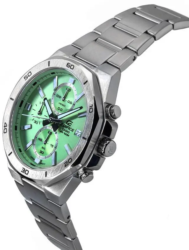 Alt view image 3 of 4 - Casio Edifice Chronograph Green Dial Quartz 100M Men's Watch EFV-640D-3AV