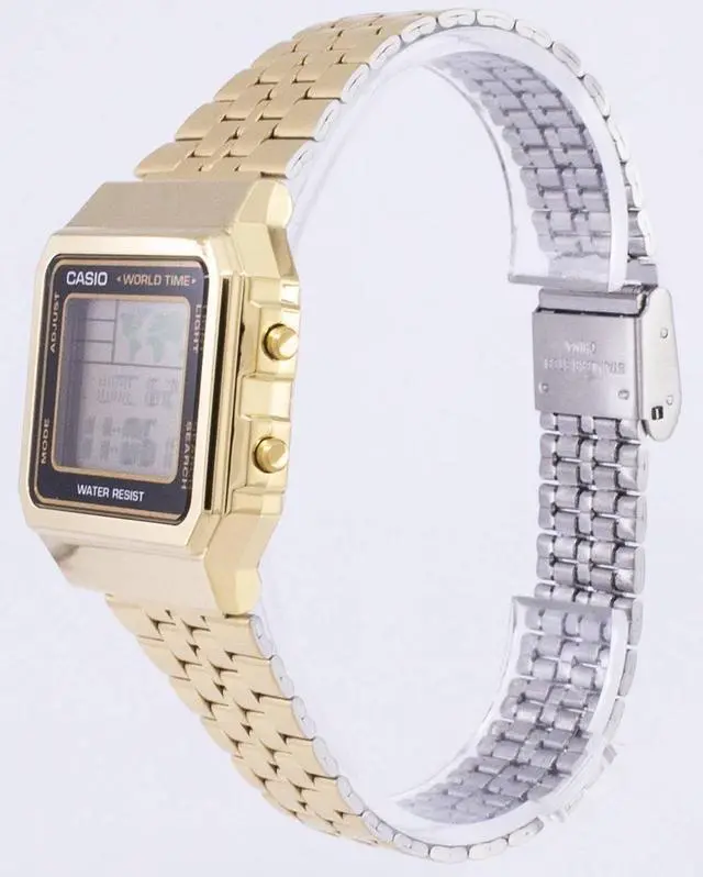 Alt view image 3 of 4 - Casio Digital Stainless Steel World Time A500WGA-1DF A500WGA-1 Men's Watch