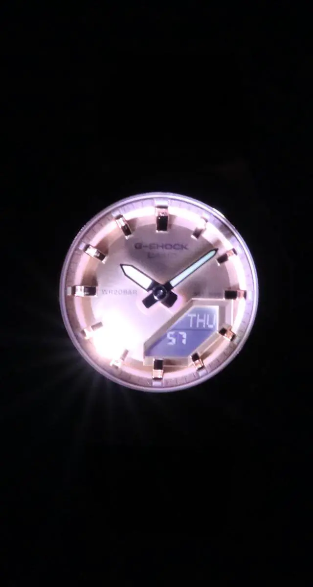 Alt view image 3 of 5 - Casio G-Shock Gold Dial Quartz Sports 200M Women's Watch GM-S2110PG-1A4