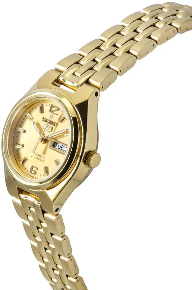 Alt view image 3 of 4 - Seiko 5 Gold Tone Stainless Steel Gold Dial Automatic SYMK36K1 Women's Watch