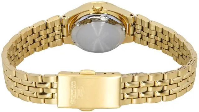 Alt view image 4 of 4 - Seiko 5 Gold Tone Stainless Steel Gold Dial Automatic SYMK36K1 Women's Watch