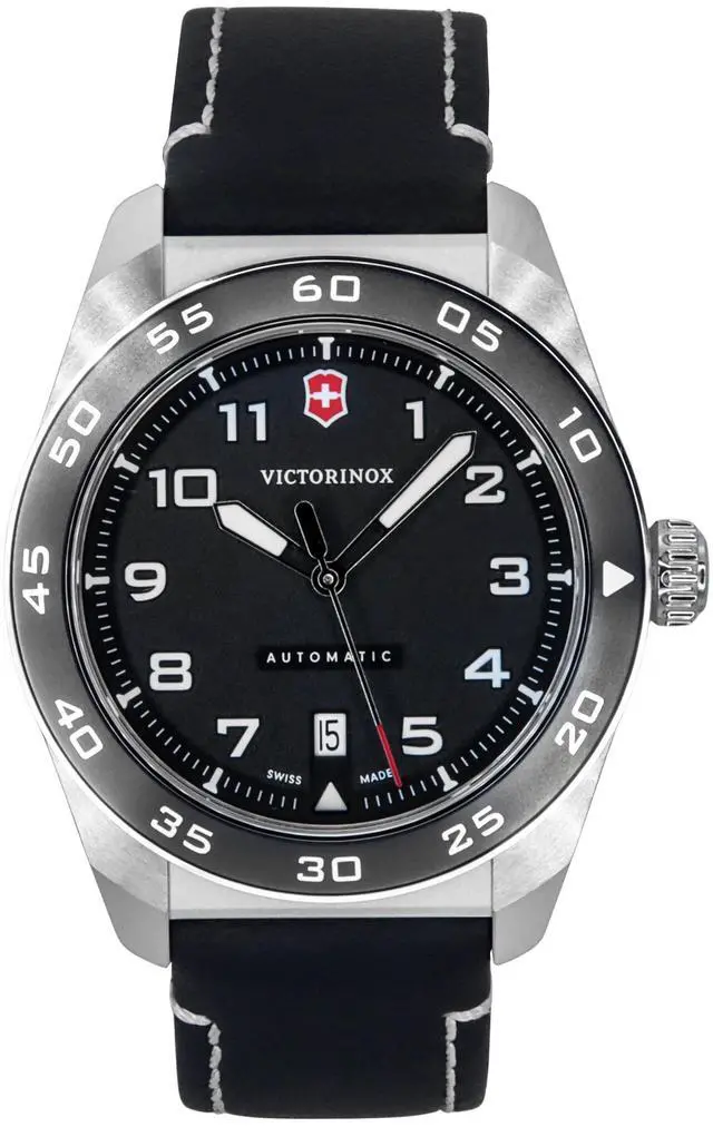 Main image of Victorinox Swiss Army Leather Strap Black Dial Automatic 242044 100M Men's Watch
