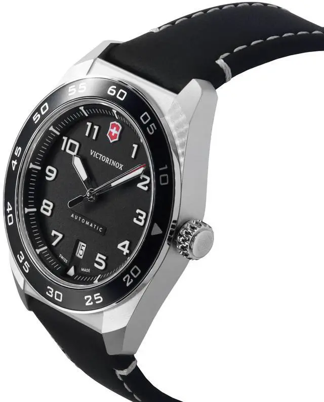 Alt view image 3 of 4 - Victorinox Swiss Army Leather Strap Black Dial Automatic 242044 100M Men's Watch