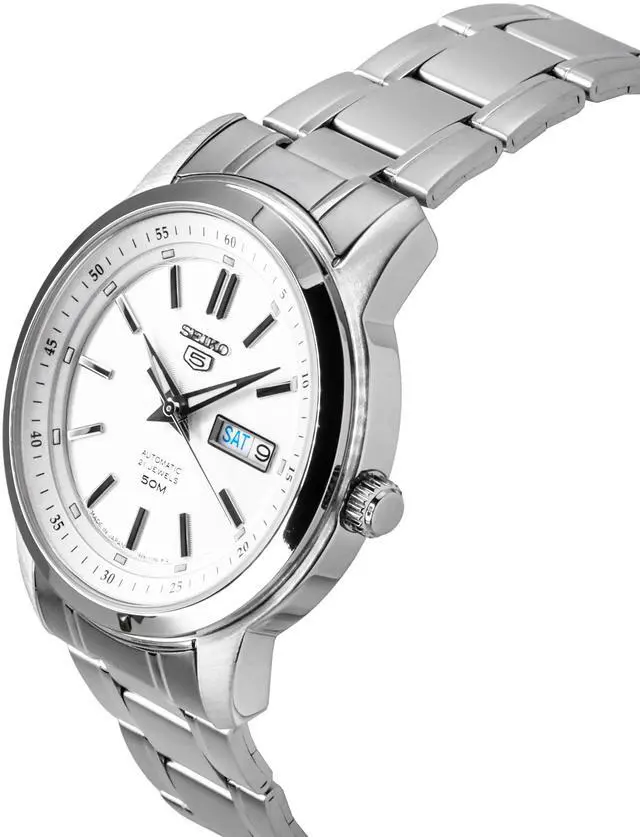 Alt view image 3 of 4 - Seiko 5 Stainless Steel Silver Dial 21 Jewels Automatic SNKM83J1 Men's Watch