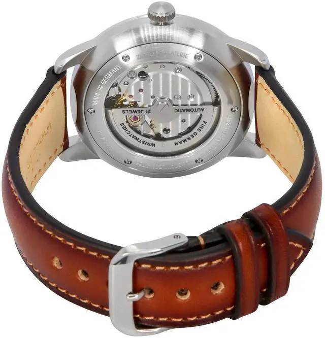 Alt view image 3 of 3 - Zeppelin Flatline Green Open Heart Dial Automatic Dress Men's Watch 83644