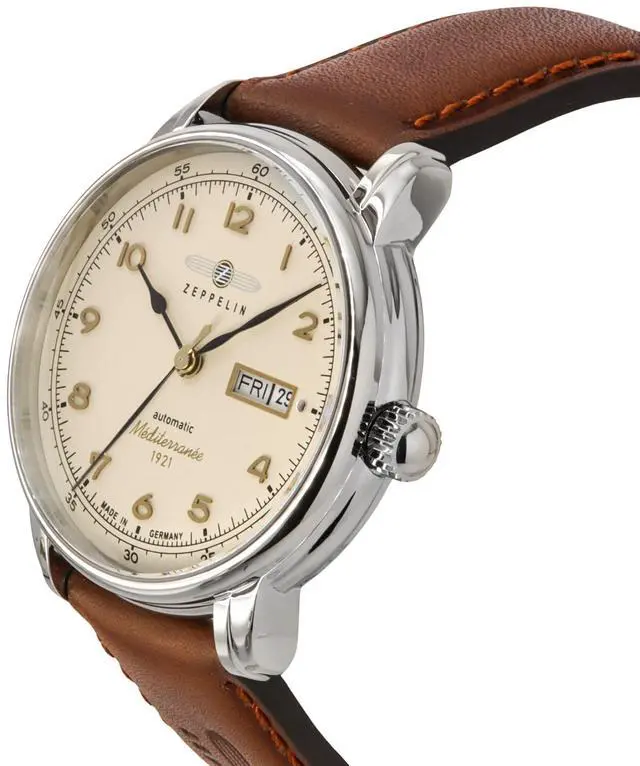Alt view image 2 of 3 - Zeppelin Mediterranee 1921 Leather Strap Beige Dial Automatic 96645 Men's Watch