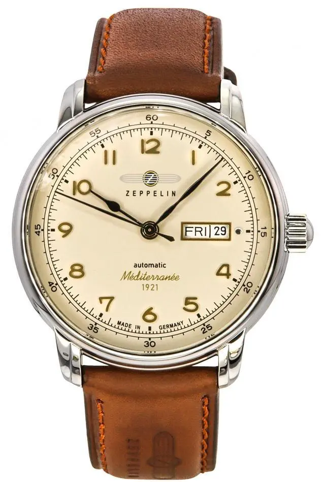 Main image of Zeppelin Mediterranee 1921 Leather Strap Beige Dial Automatic 96645 Men's Watch