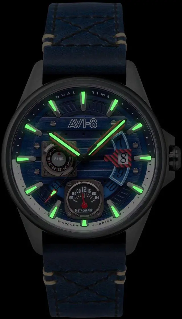 Alt view image 6 of 7 - AVI-8 Hawker Harrier Regiment Blue Dial Casual Quartz Men's Watch AV-4098-03