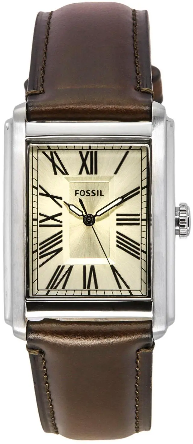 Main image of Fossil Carraway Quartz FS6012 Mens Watch Leather Strap Cream Dial Luminous Hands 50M