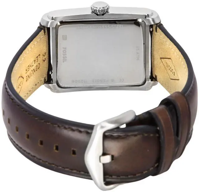 Alt view image 4 of 4 - Fossil Carraway Quartz FS6012 Mens Watch Leather Strap Cream Dial Luminous Hands 50M