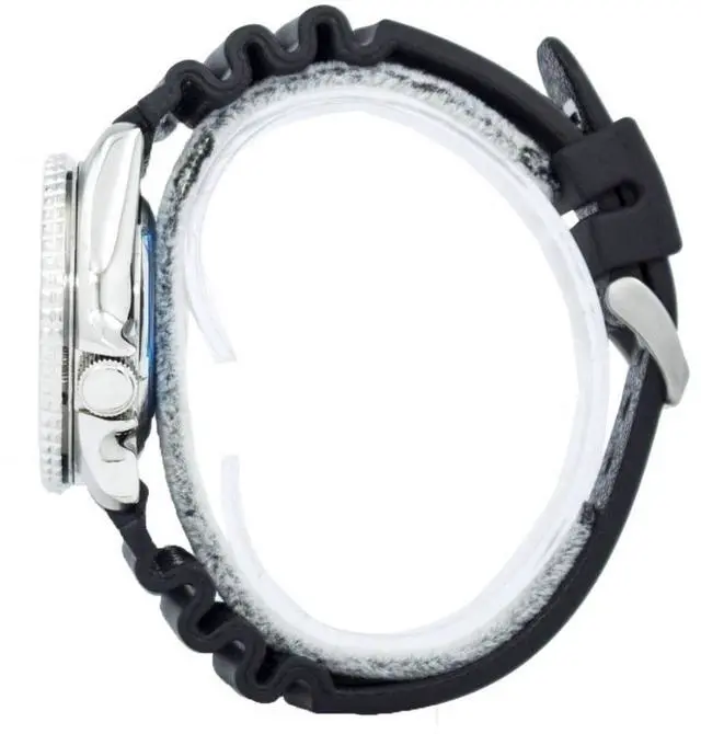 Alt view image 5 of 9 - Seiko SKX011J1 Stainless Steel Automatic Diver Orange Dial Black Rubber Strap