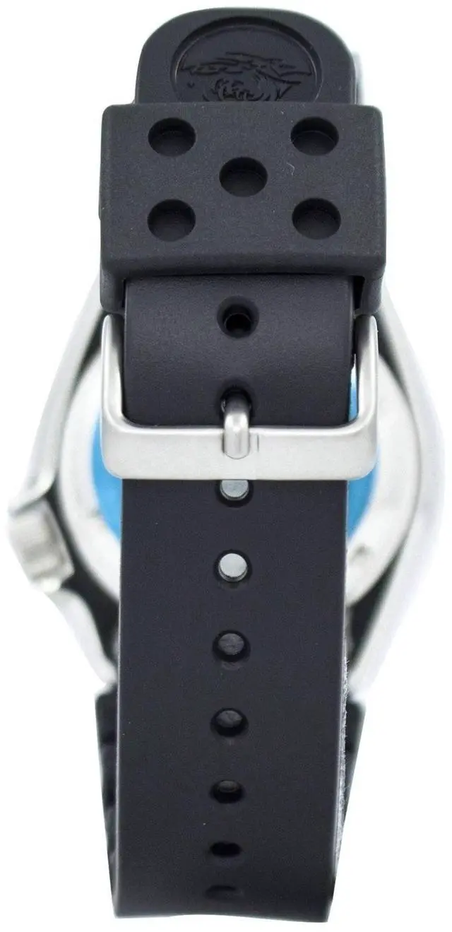 Alt view image 6 of 9 - Seiko SKX011J1 Stainless Steel Automatic Diver Orange Dial Black Rubber Strap