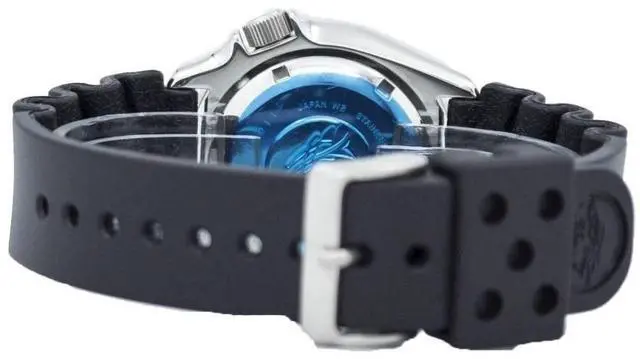 Alt view image 9 of 9 - Seiko SKX011J1 Stainless Steel Automatic Diver Orange Dial Black Rubber Strap