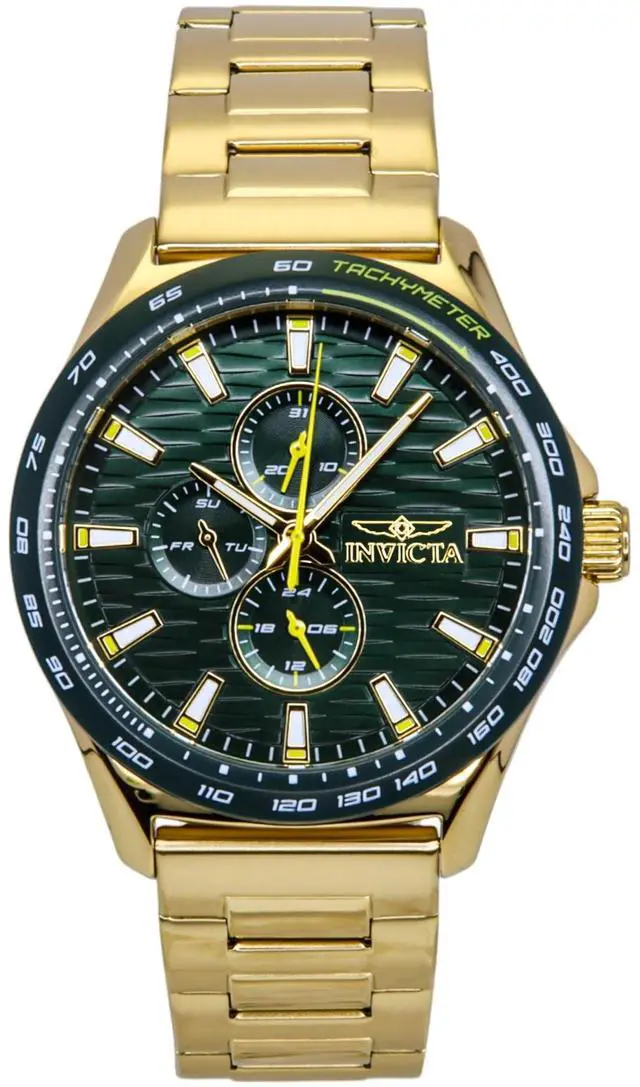 Main image of Invicta Racing Gold Tone Stainless Steel Green Dial Quartz 48870 Men's Watch