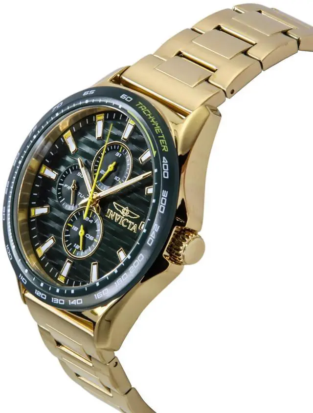 Alt view image 3 of 4 - Invicta Racing Gold Tone Stainless Steel Green Dial Quartz 48870 Men's Watch