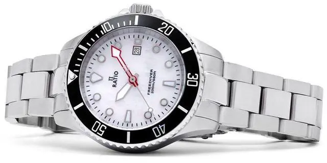 Alt view image 2 of 6 - Ratio FreeDiver White MOP Dial Quartz Diver's 200M Women's Watch RTFL811