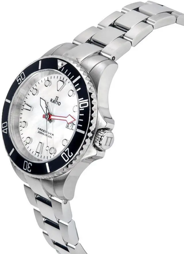 Alt view image 4 of 6 - Ratio FreeDiver White MOP Dial Quartz Diver's 200M Women's Watch RTFL811