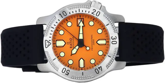 Alt view image 5 of 7 - Ratio FreeDiver Professional Sapphire Orange Dial Quartz RTF025 200M Men's Watch