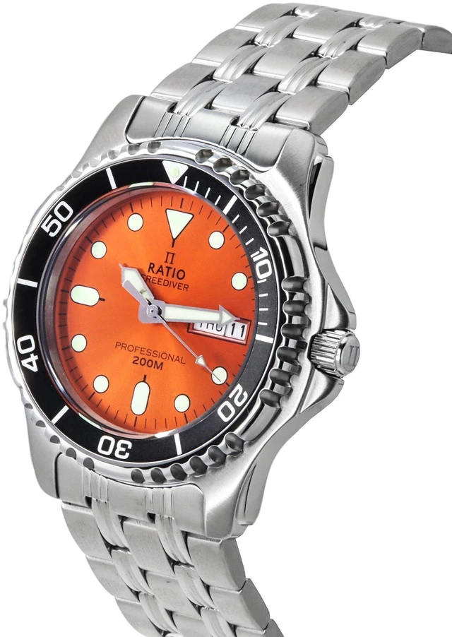 Alt view image 3 of 4 - Ratio FreeDiver Professional Orange Dial Quartz 200M Men's Watch 36JL140-ORG