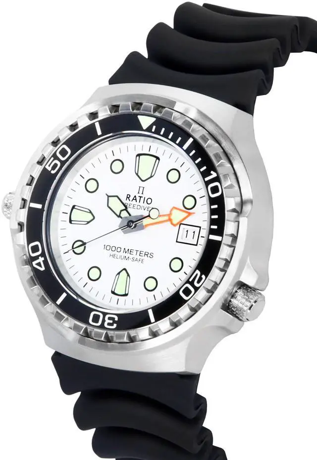 Alt view image 3 of 4 - Ratio FreeDiver Helium Safe Quartz White Dial 1000M Men's Watch 1038EF102V-WHT