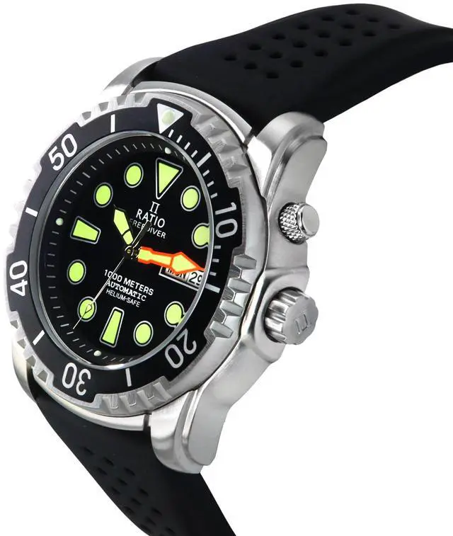 Alt view image 3 of 4 - RATIO FreeDiver Version 02 Helium Safe 1000M 1068HA90-34VA-BLK-V02 Mens Watch