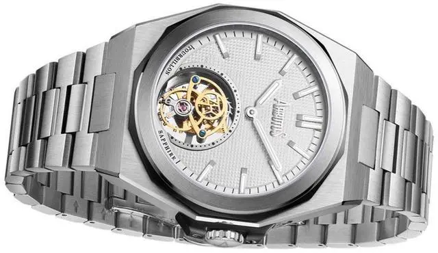 Alt view image 3 of 3 - Arbutus Tourbillon White Dial Mechanical Dress Unisex Watch AR-TB-13SWS